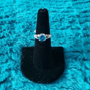Sterling silver and Aquamarine Ring, size 7